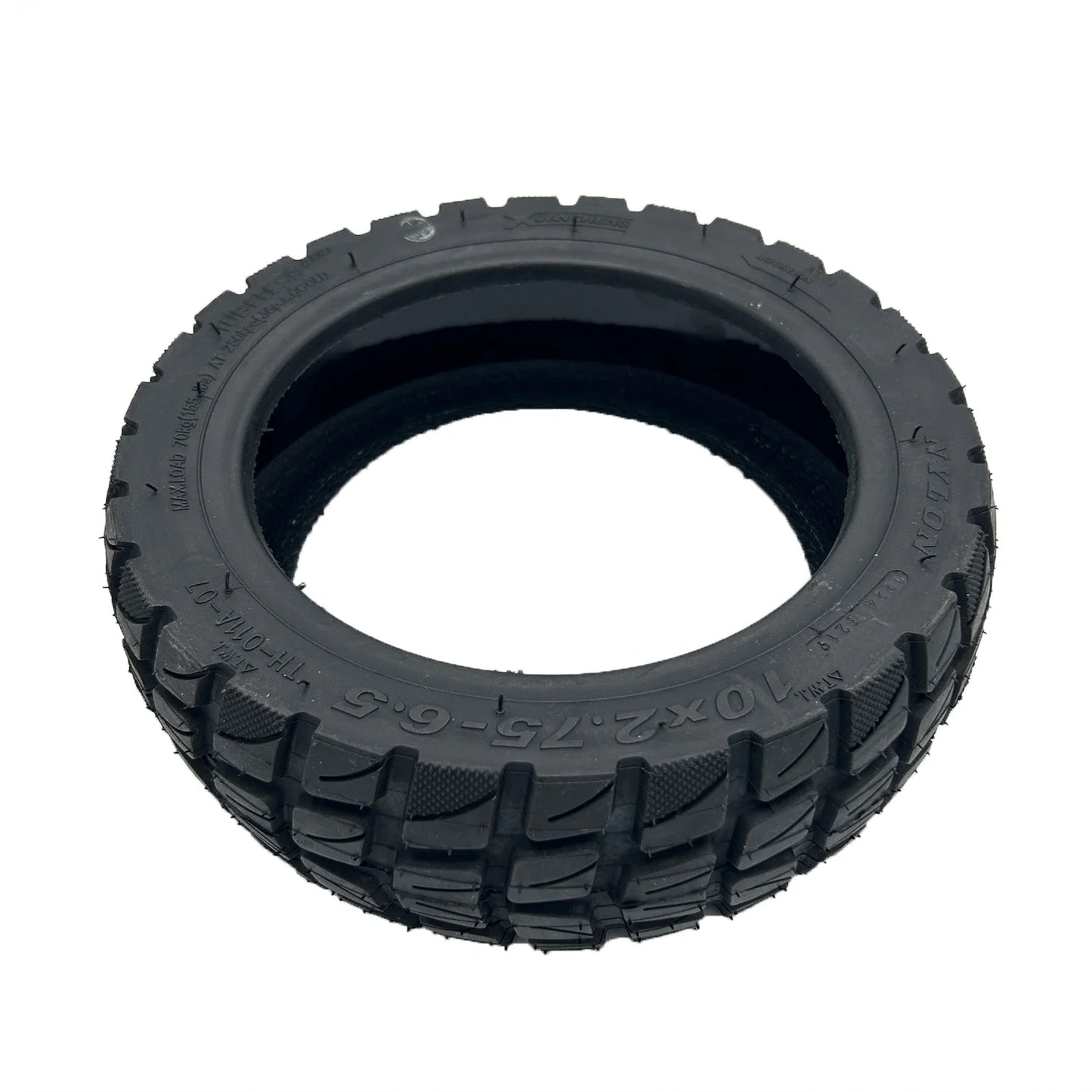 Vue détaillée du pneu Off Road 10x2.75-6.5 avec profil mixte route et chemins