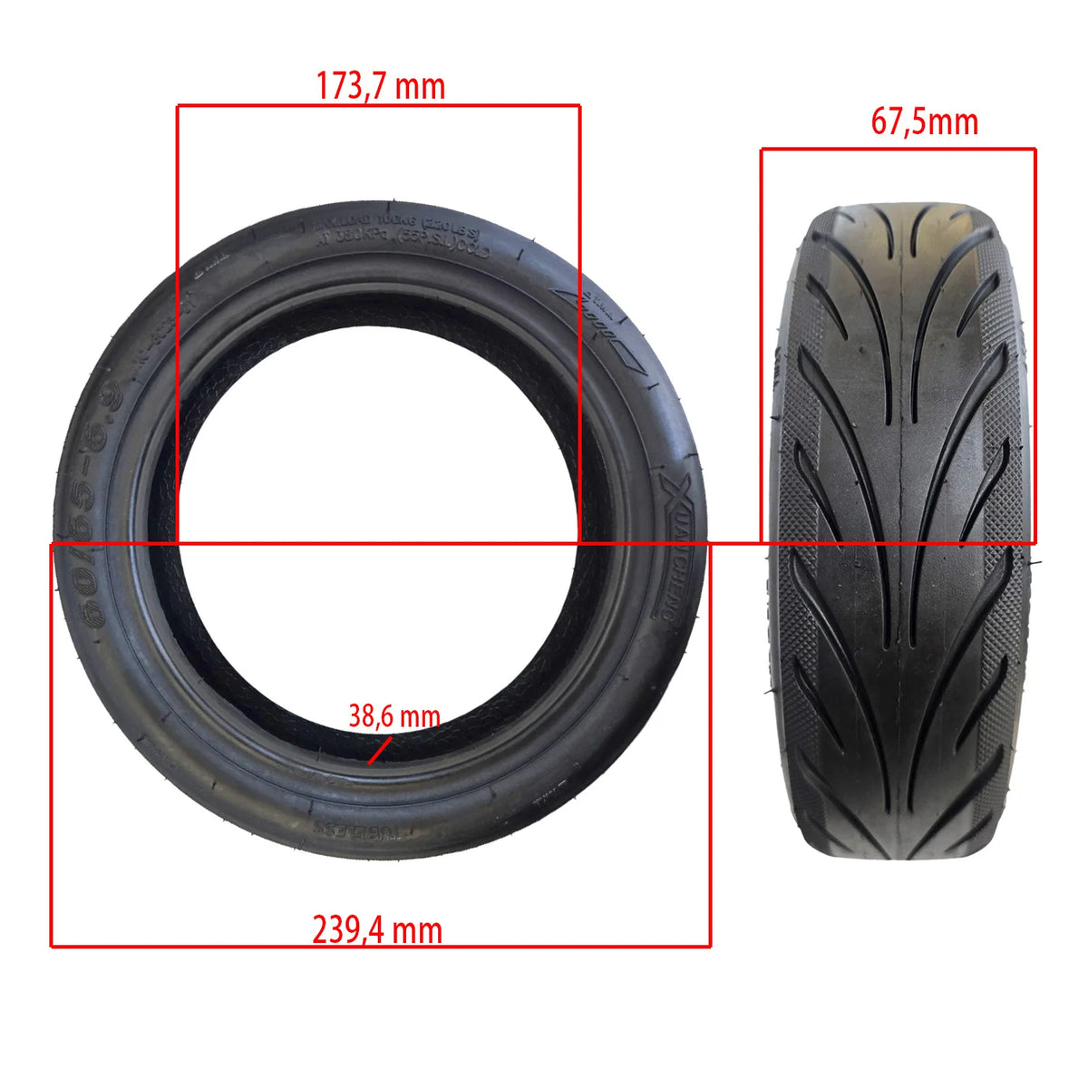 Pneu tubeless 60/65-6.9 pour trottinette électrique