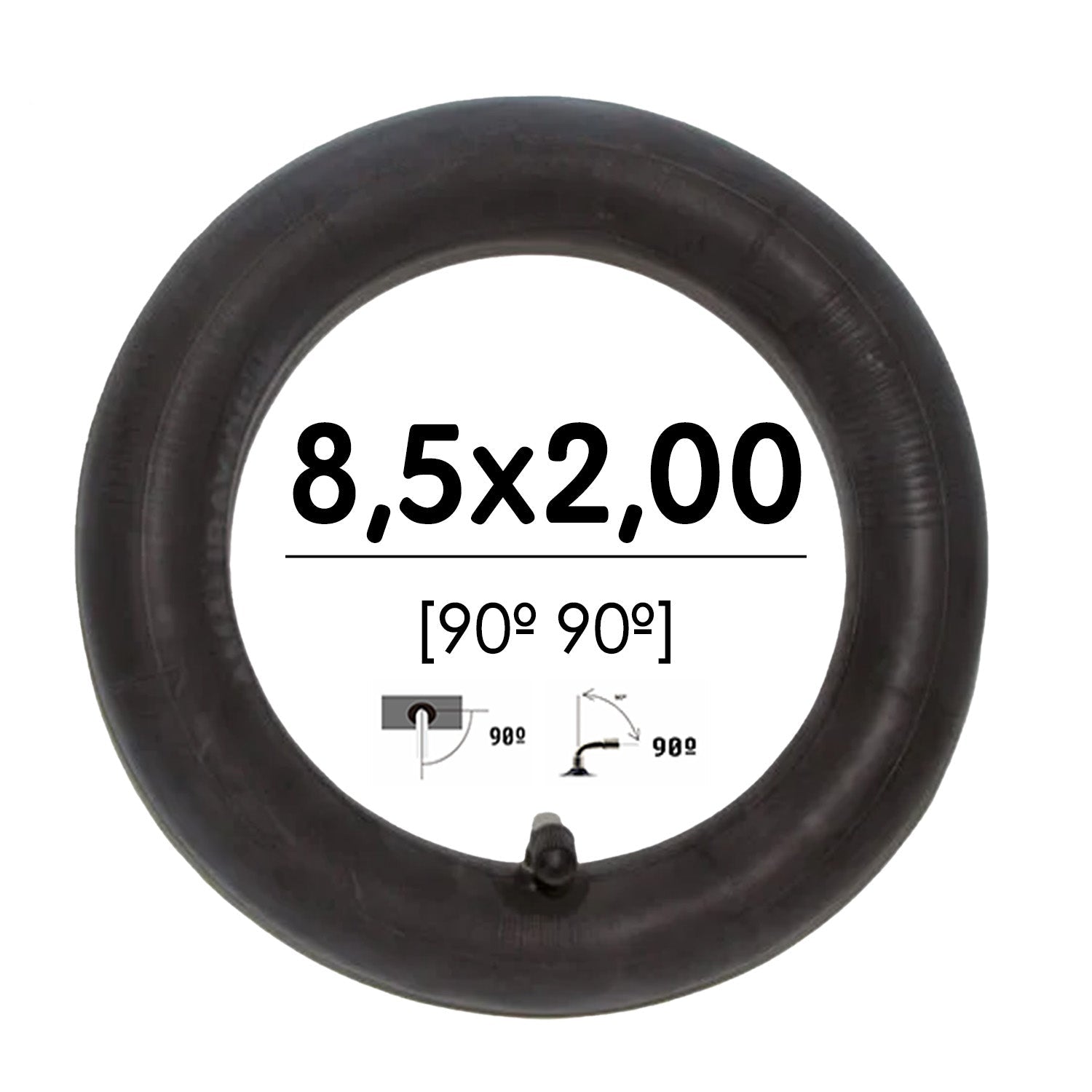 Chambre à air renforcée 8 1/2x2 (50-156) avec valve coudée 90x90 pour trottinette électrique