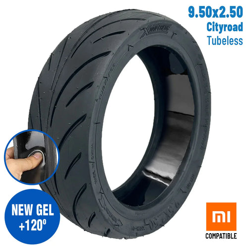 Pneu 9.5x2.50 tubeless avec gel anti crevaison pour trottinette électrique