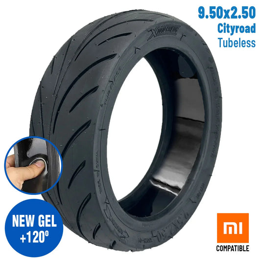Pneu 9.5x2.50 tubeless avec gel anti crevaison pour trottinette électrique