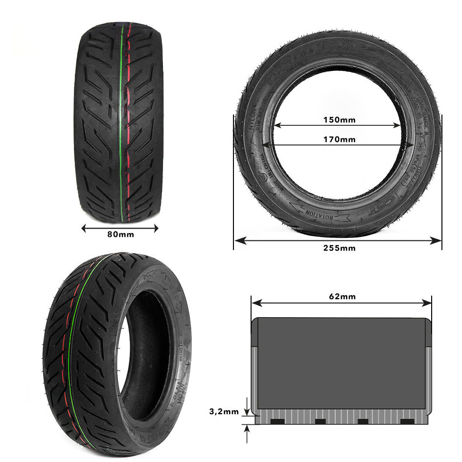 Pneu tubeless 10x3.00-6 CST pour trottinette Dualtron Victor et Nami Klima – pneu large, bonne tenue de route, montage sans chambre à air
