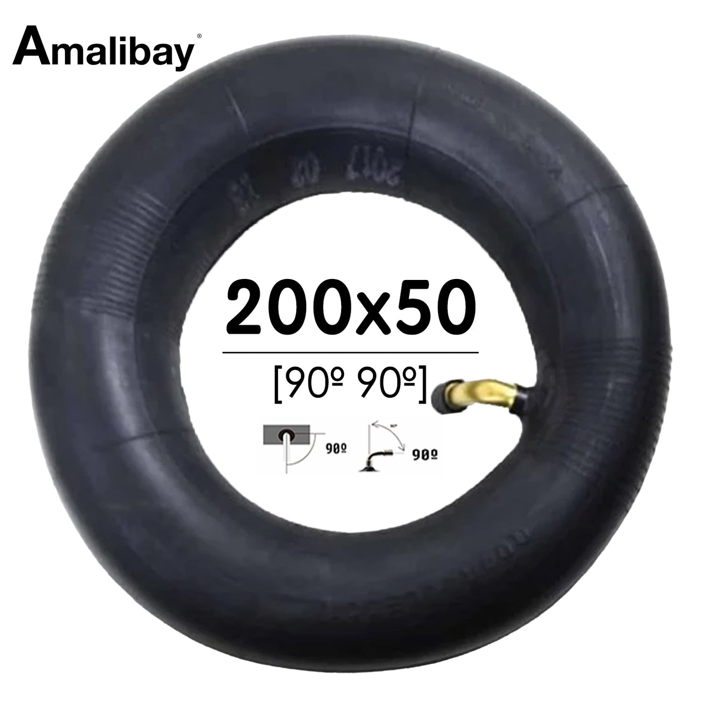Chambre à air 200x50 Amalibay avec valve 90x90° pour trottinette électrique