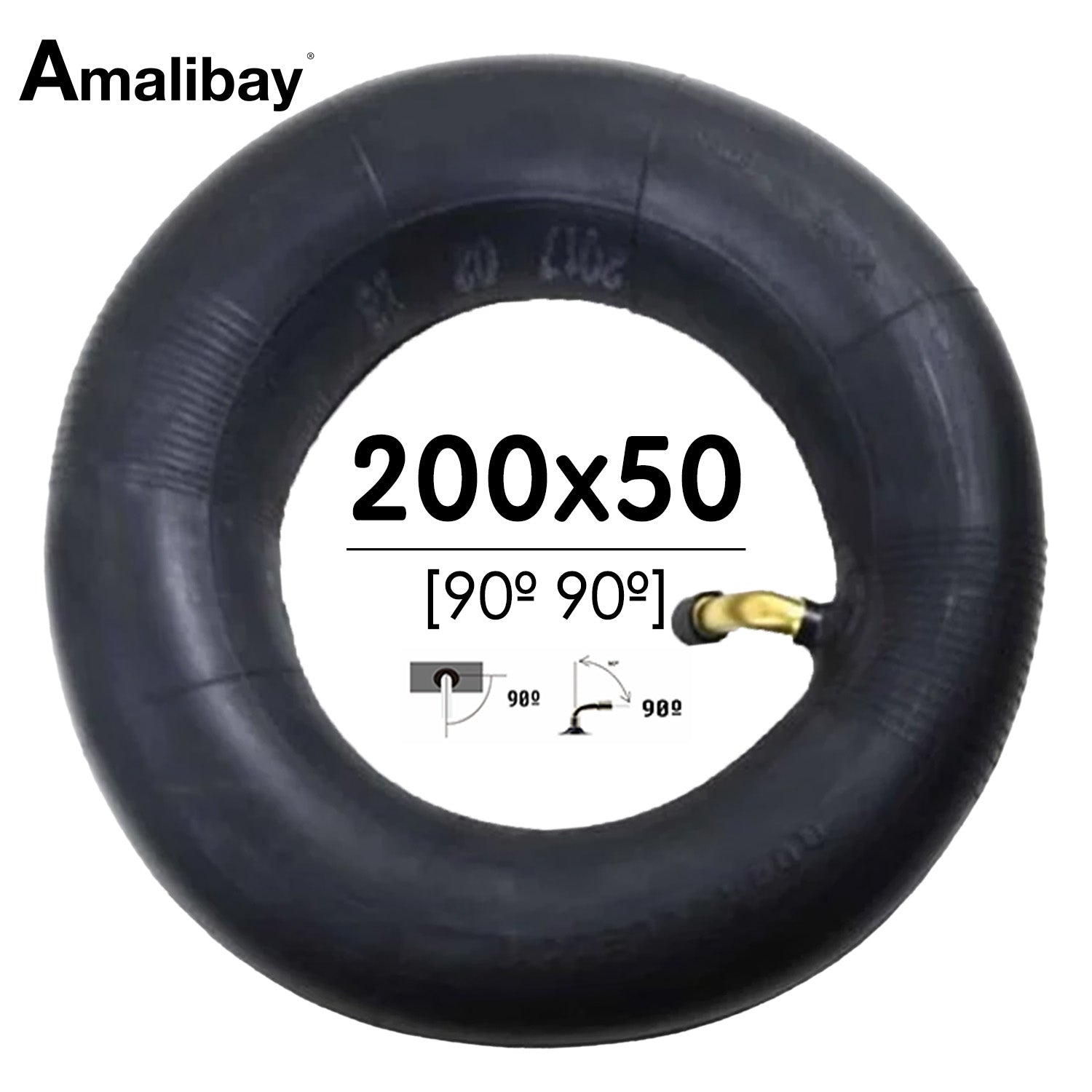 Chambre à air 200x50 Amalibay avec valve 90x90° pour trottinette électrique
