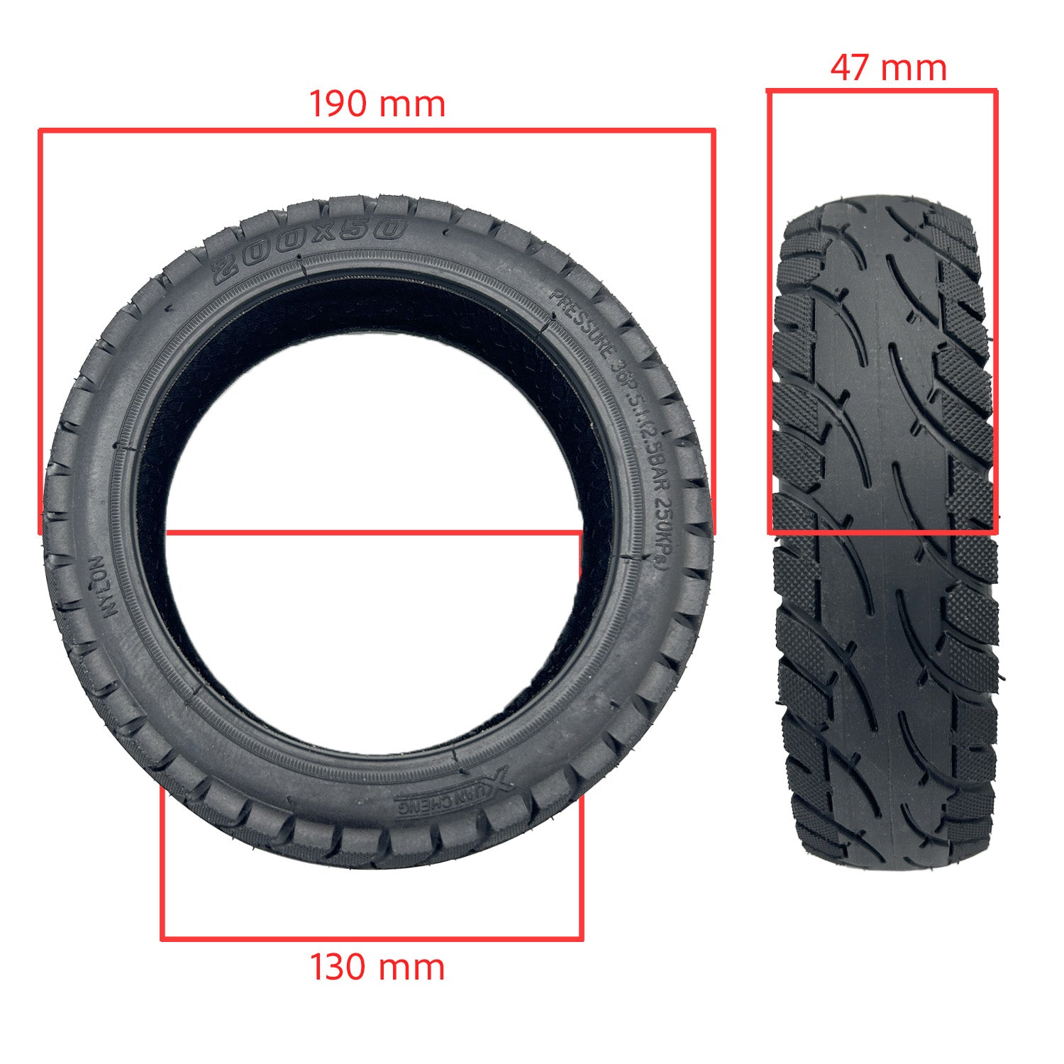 Pneu 200x50 Xuancheng pour trottinette électrique Speedway Mini 4 Pro et Speedway Nano 