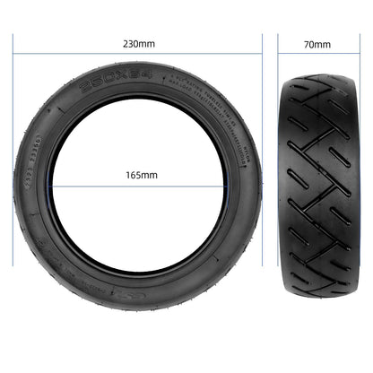 Dimensions du pneu CST 250x64 : 230 mm de diamètre, 70 mm de large, 165 mm intérieur, 755 g