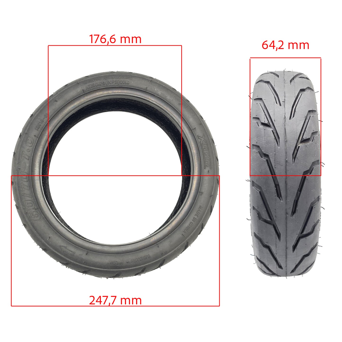 Taille du pneu tubeless 60/70-7 avec adhérence renforcée pour Xiaomi Mi4 Pro