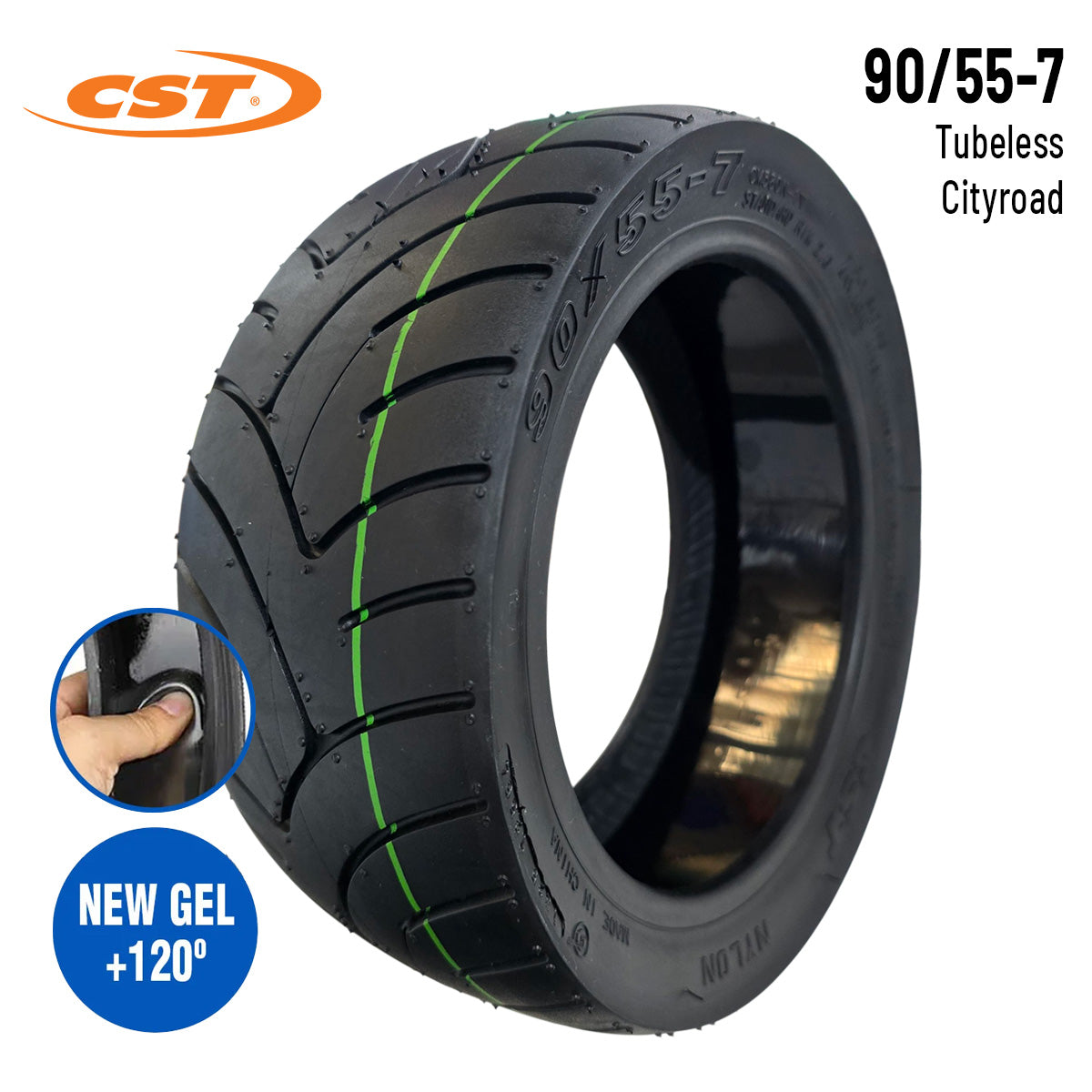 Pneu 90/55-7 route avec gel anti-crevaison