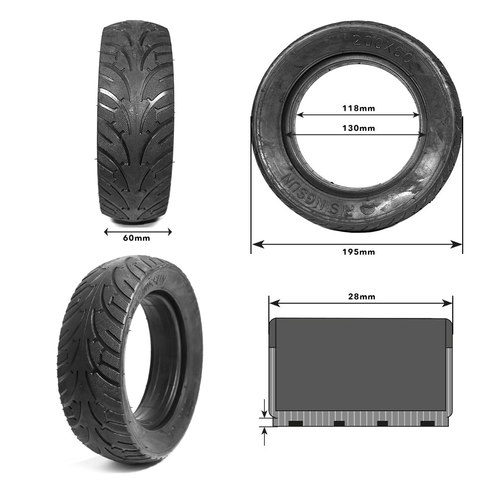 Pneu plein 200x60 pour trottinette Dualtron Raptor, Zero 8, Z8 Pro, Vsett 8