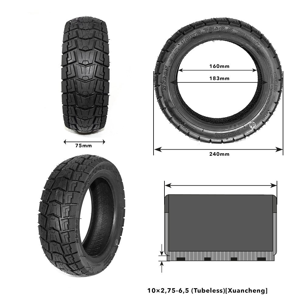 Pneu off-road 10x2.75-6.5 tubeless pour trottinette Dualtron, Speedway, Hitway