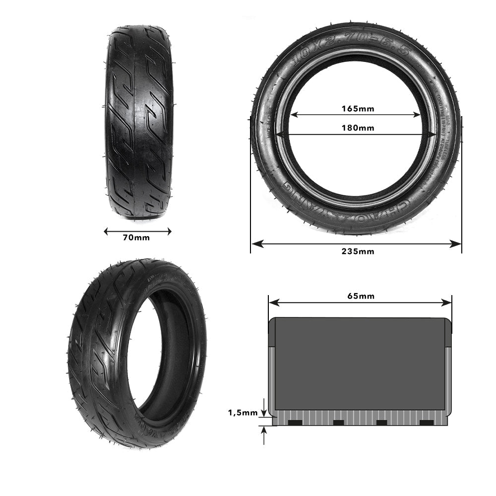 Pneu route 10x2.70-6.5 tubeless pour trottinette électrique