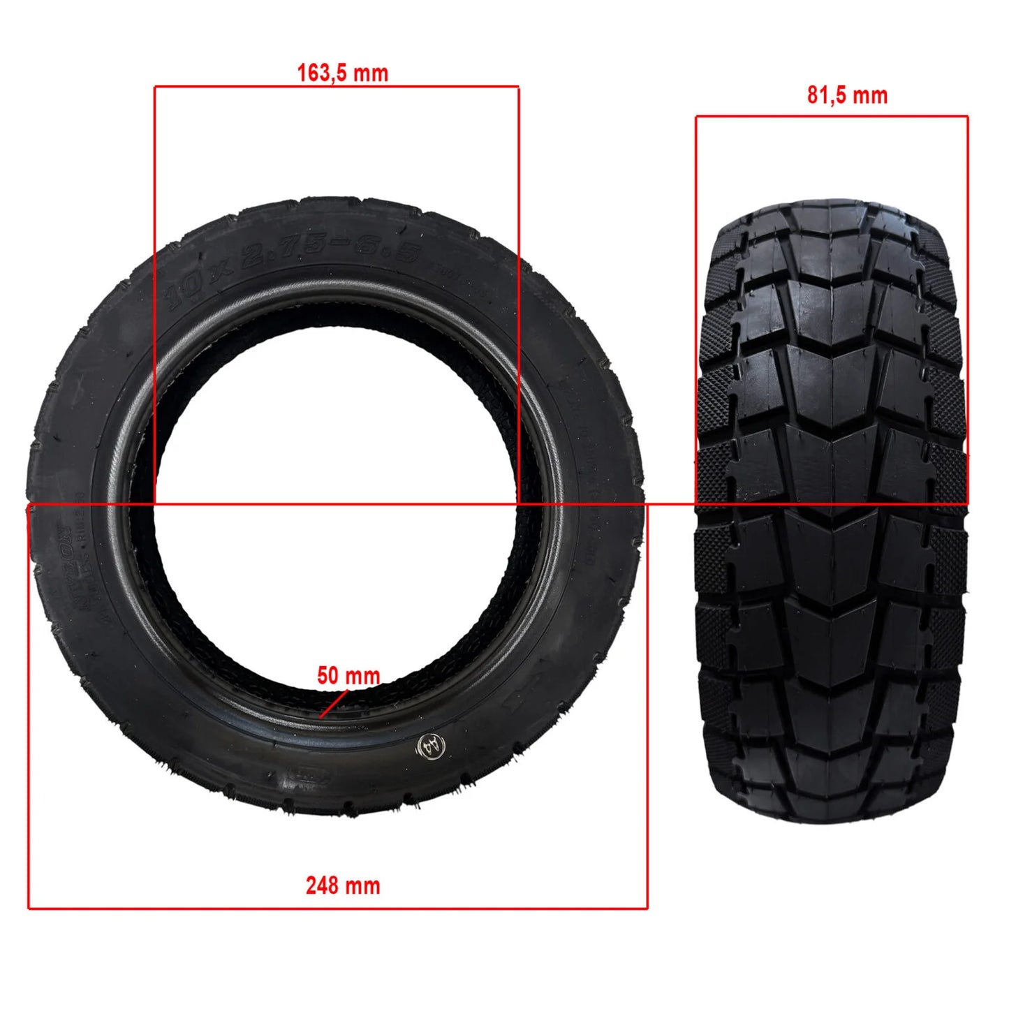 Pneu 10x2.75-6.5 tubeless pour trottinette Dualtron, Speedway, Hitway