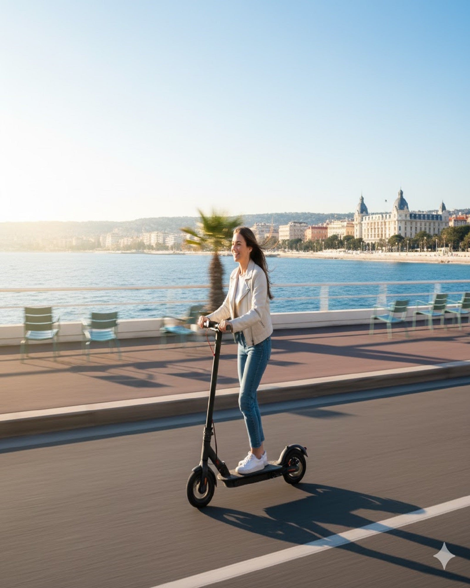 Trottinette électrique à Nice sur la promenade des Anglais