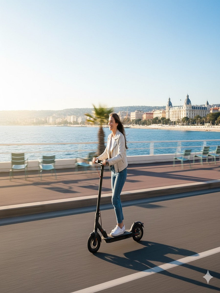 Trottinette électrique à Nice sur la promenade des Anglais